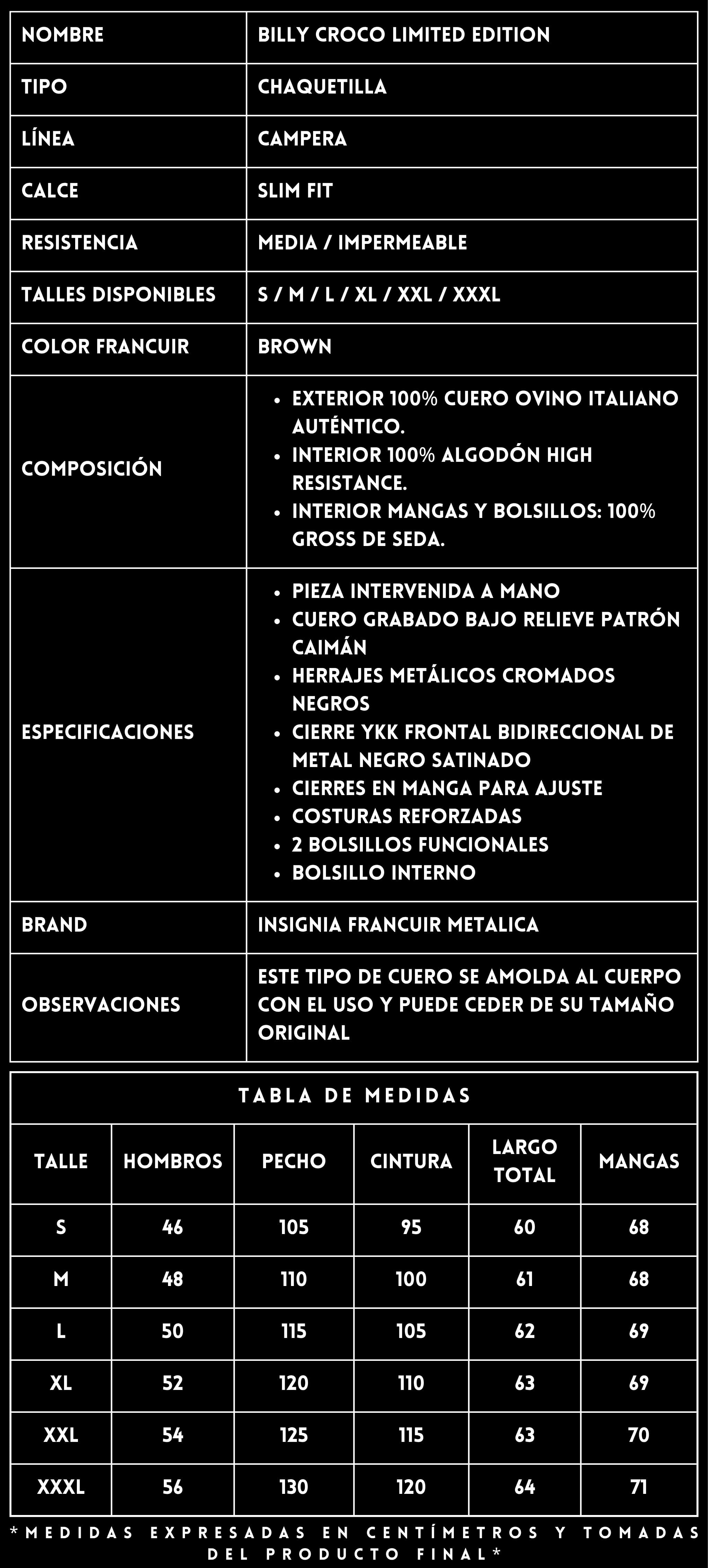 FICHA TÉCNICA_CHAQUETA DE CUERO_BILLY CROCO_FRANCUIR